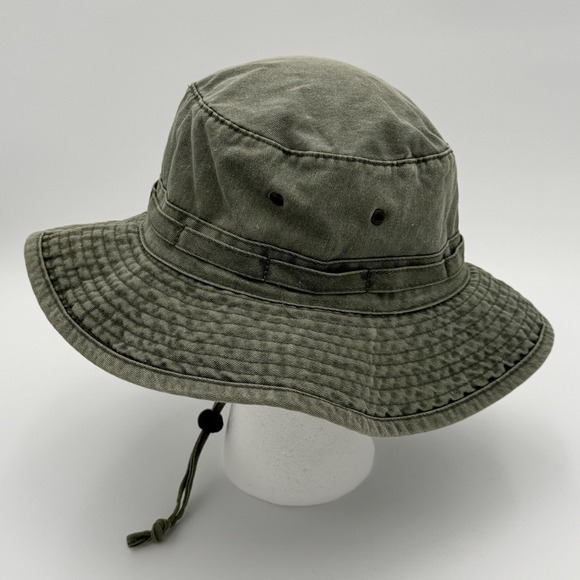 Canvas Bucket Hat Sun Hat Olive Green Adjustable Outdoor Hiking Fishing - Picture 2 of 6